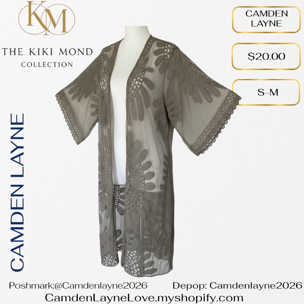 Camden Layne Gray Lace Kimono - Picture 4 of 5